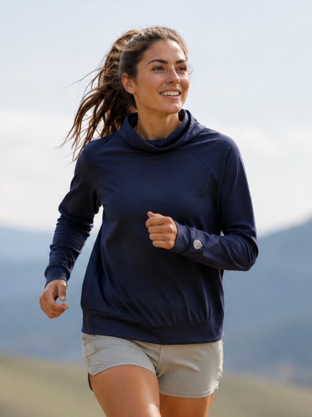 Stio Glide Tech Pullover Top Women’s Large Navy Stretch Outdoor Activewear
